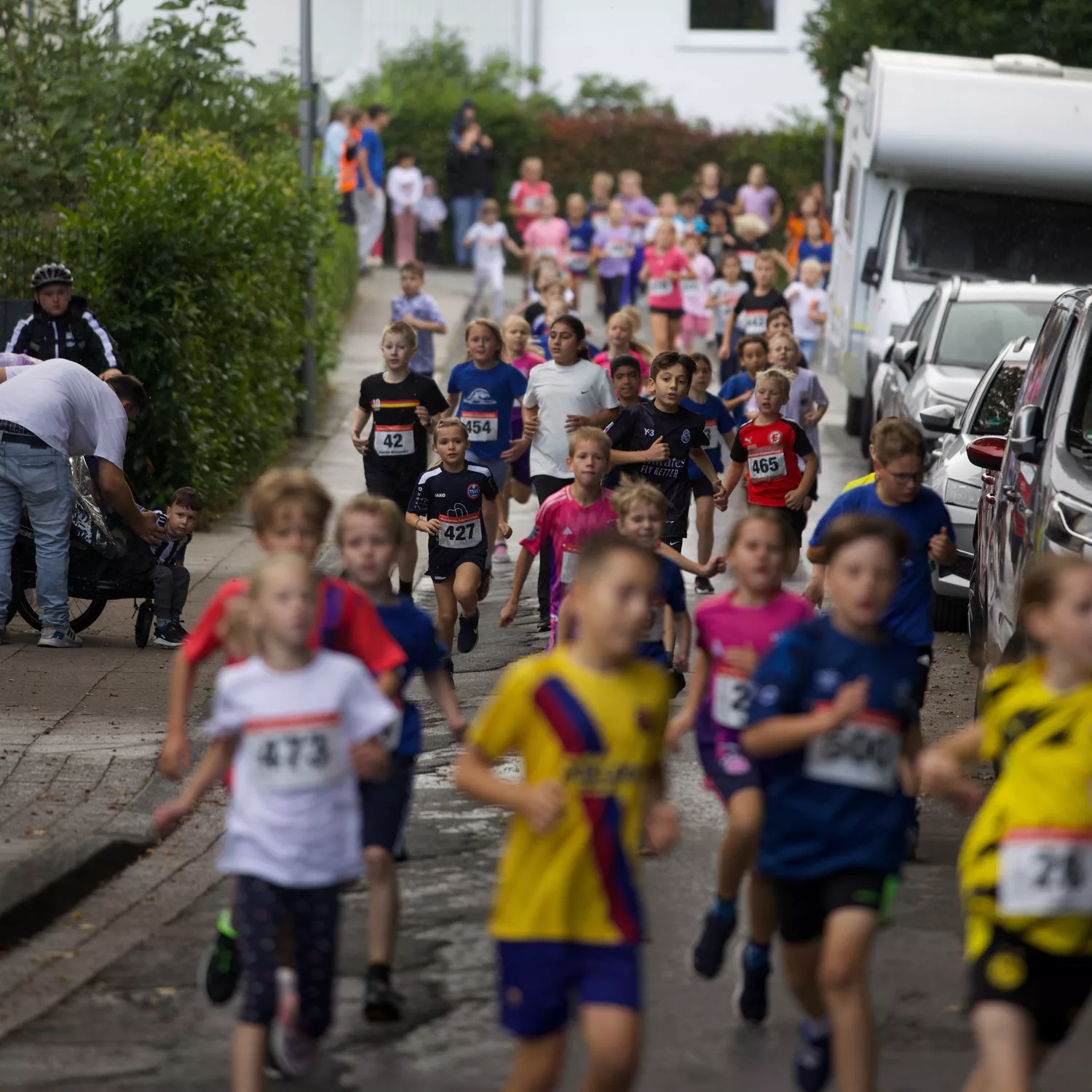 Firefighters running in a race